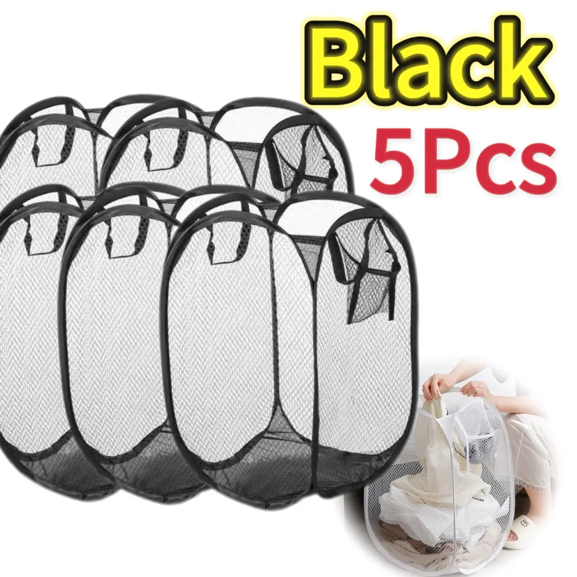 Pop-Up Mesh Laundry Hamper for Home and Travel