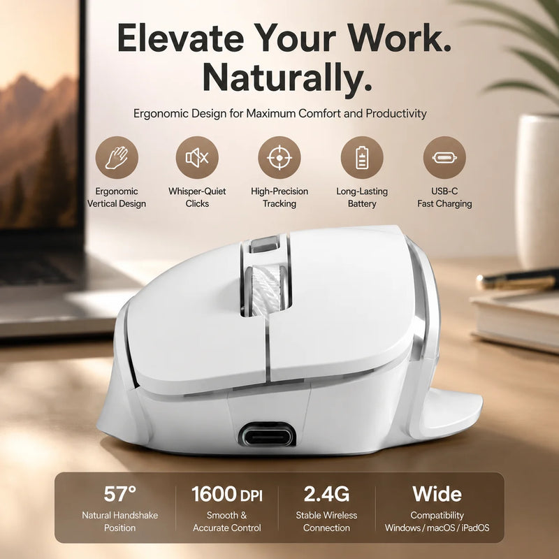 Ergonomic Vertical Wireless Mouse