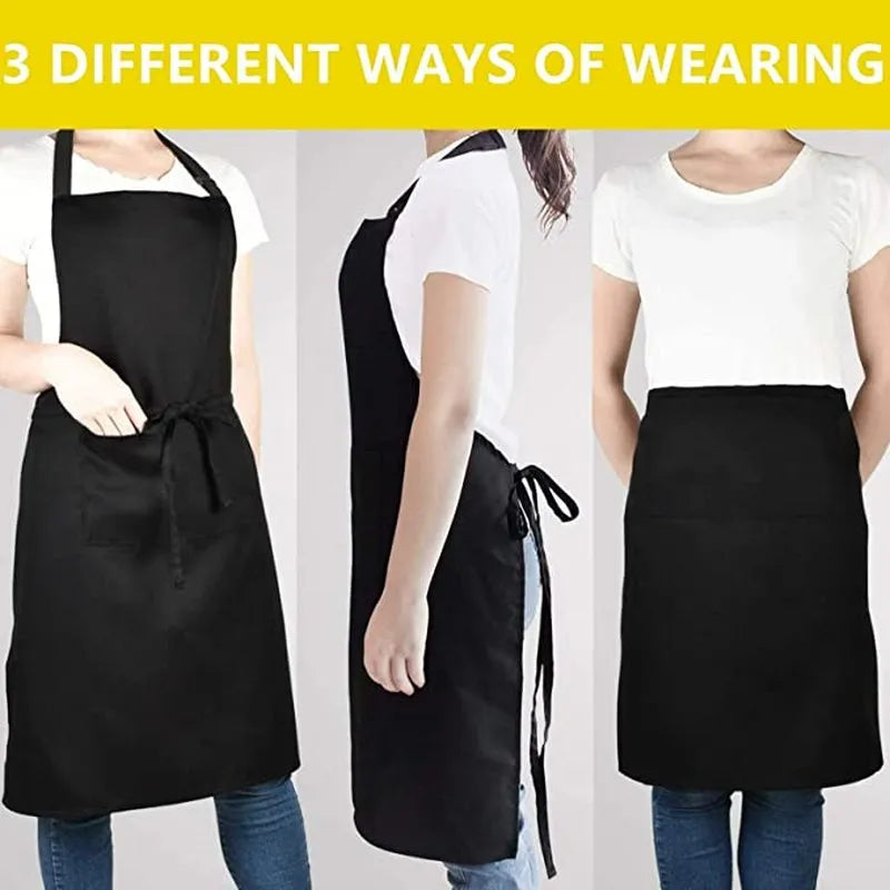 Adjustable Solid Color Kitchen Apron with Pocket