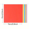 A sheet of bright coral orange origami cardstock paper with a vertical strip of ten colored paper edges.