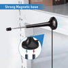 Black indoor high-gain digital radio antenna with a magnetic base mounted on a white surface.
