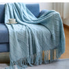 Oversized Chunky Knit Throw Blanket with Tassels