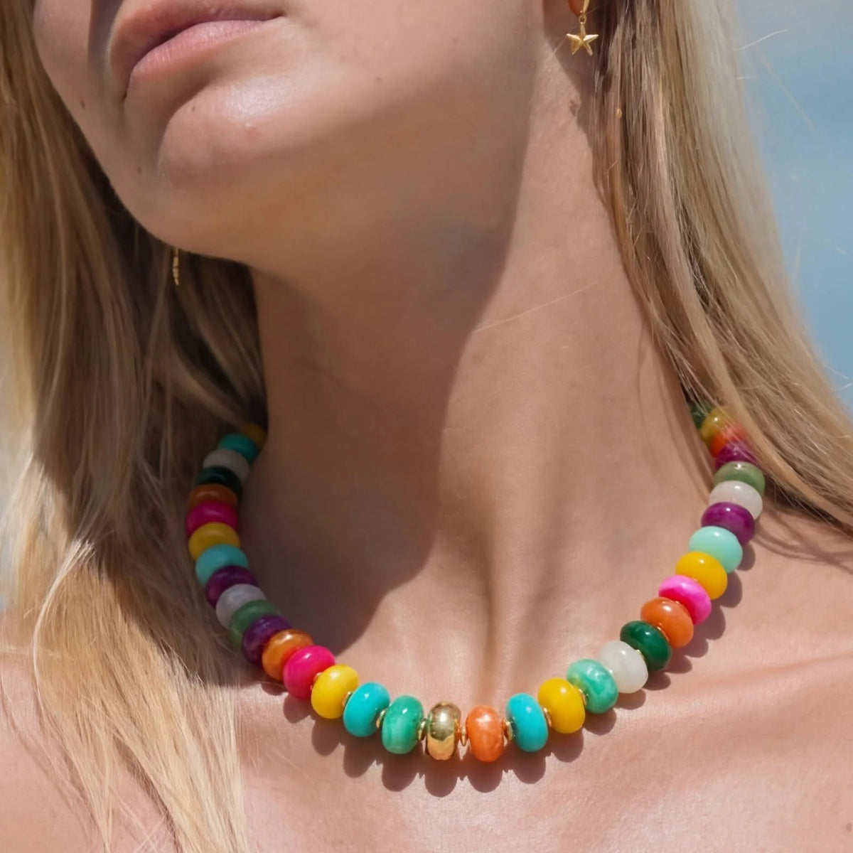 Colorful Chunky Beaded Choker Necklace