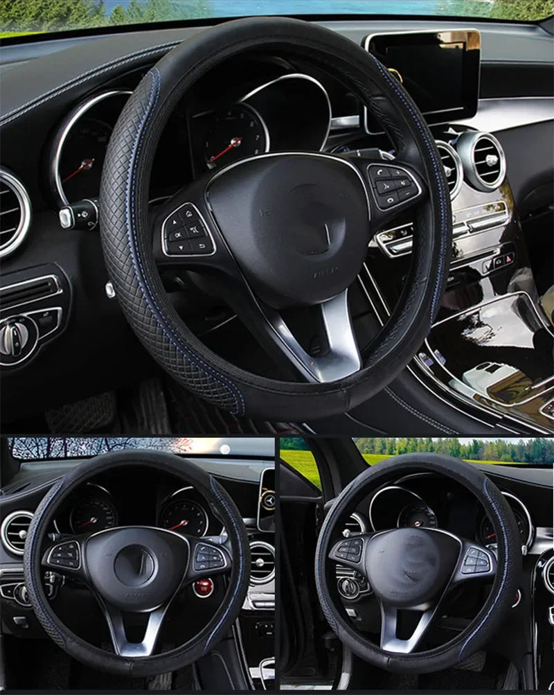 Premium Anti-Slip Leather Car Steering Wheel Cover