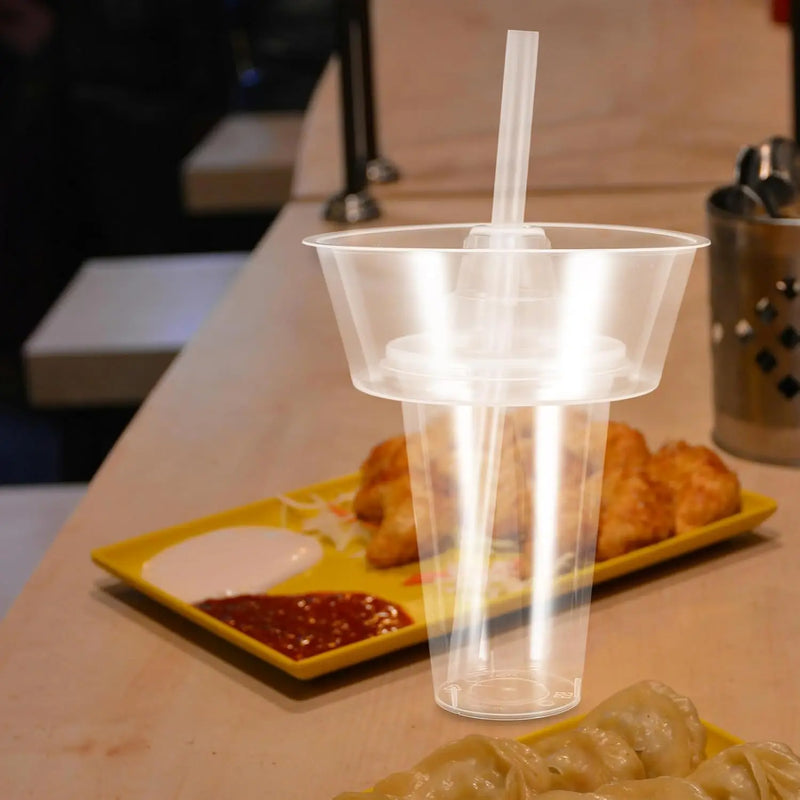 Clear Plastic Snack Cup with Straw