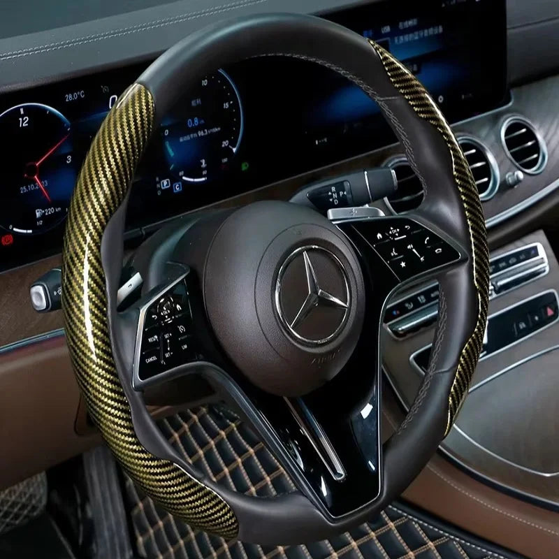 Carbon Fiber Style Microfiber Leather Steering Wheel Cover