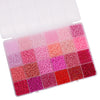A colorful assortment of 5200 glass rice beads in various shades and colors arranged in a plastic tray for jewelry making.