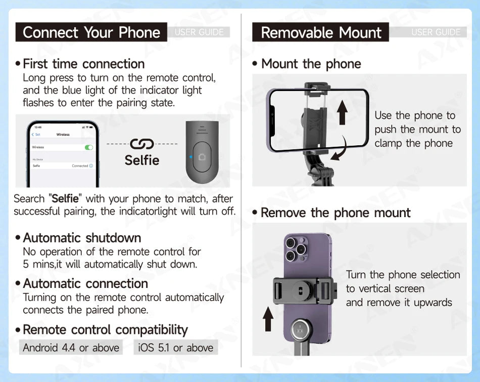 Portable Selfie Stick Tripod with Bluetooth Remote