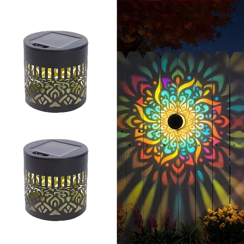 Solar-Powered Metal Mandala Wall Light