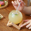 Verre à Cocktail Sphérique en Verre avec Base en Bois