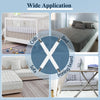 A set of adjustable bed sheet grippers and clips shown in various applications including a crib, bed, sofa, and ironing board