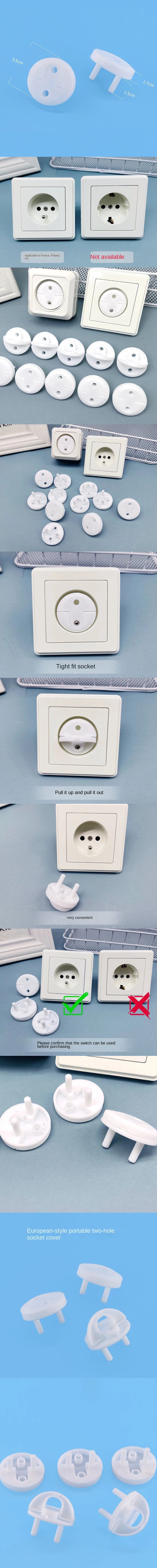 Childproof Outlet Covers for European Sockets (10-Pack)