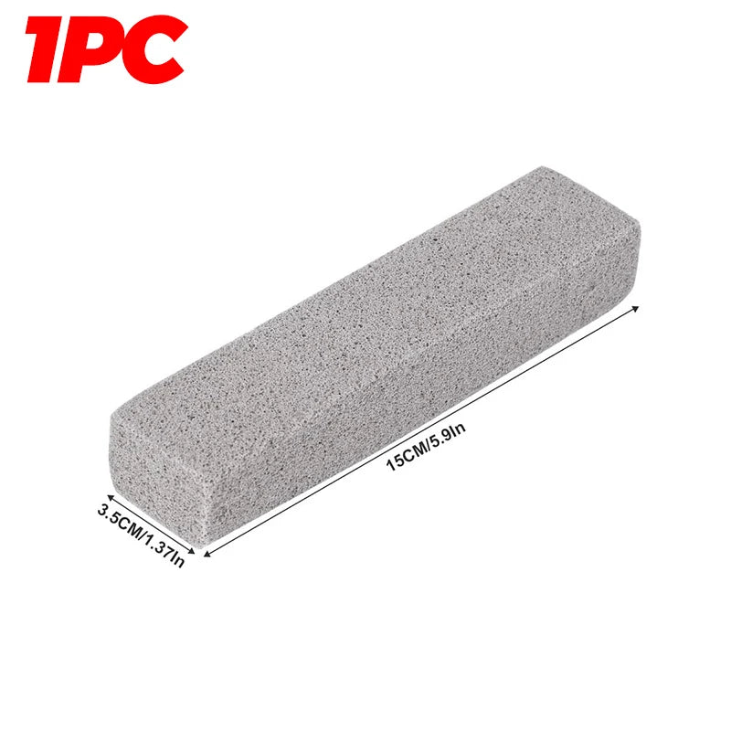 A rectangular gray foam glass pumice stone cleaning brush measuring 15cm or 5.9 inches.