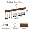 Product dimensions showing a wooden clip hanger with 12 metal clips for accessories.