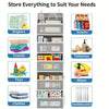 A 5-shelf hanging storage organizer for doors and walls displaying various household supplies like diapers, towels, snacks, t