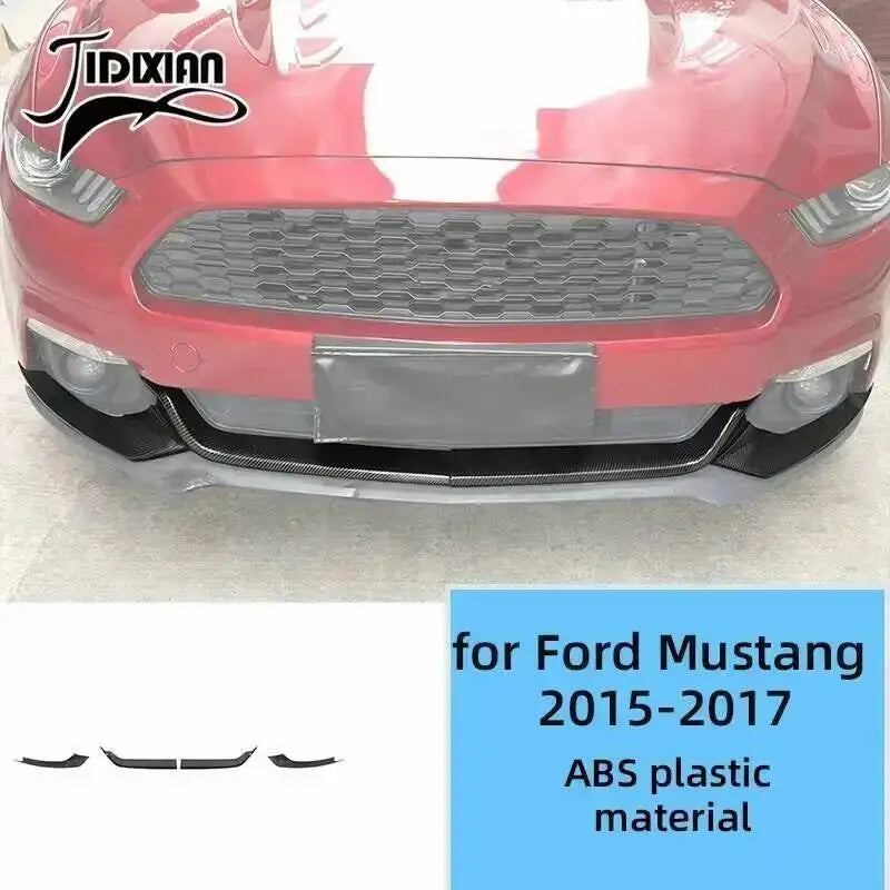 Carbon fiber grain decorative trim kit for Ford Mustang 2015-2017 featuring clear plastic pieces.
