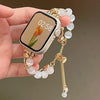 Crystal Bead Watch Strap with Adjustable Metal Link Design