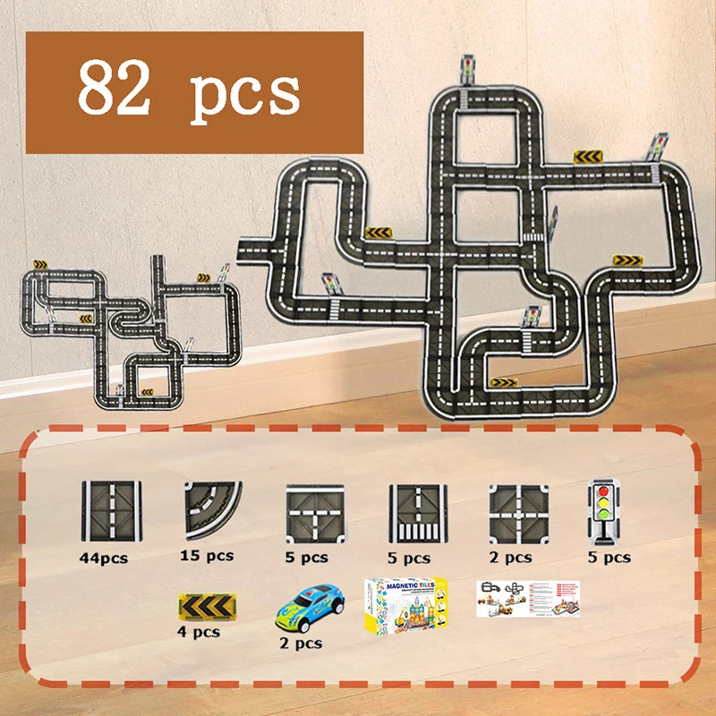 Magnetic Tiles Road Building Set for Kids