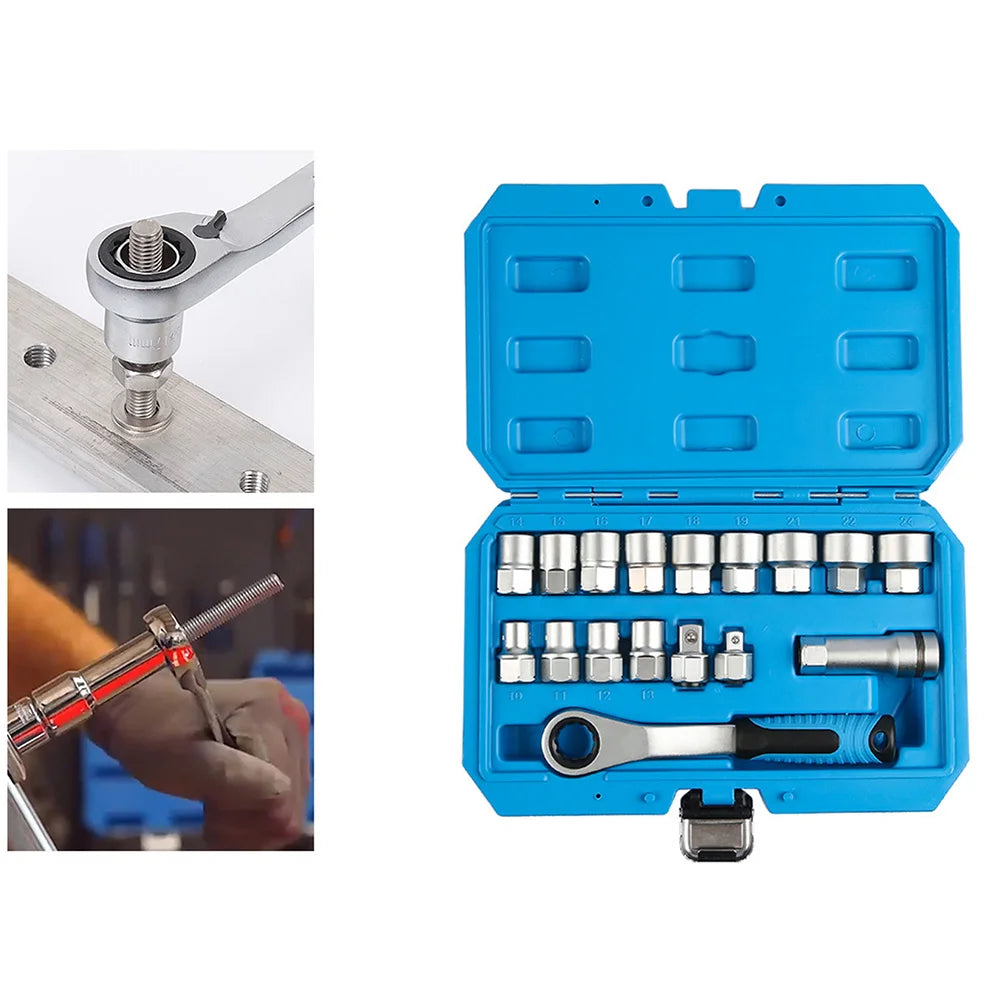 17-Piece Pass-Through Socket Set with Reversible Ratchet