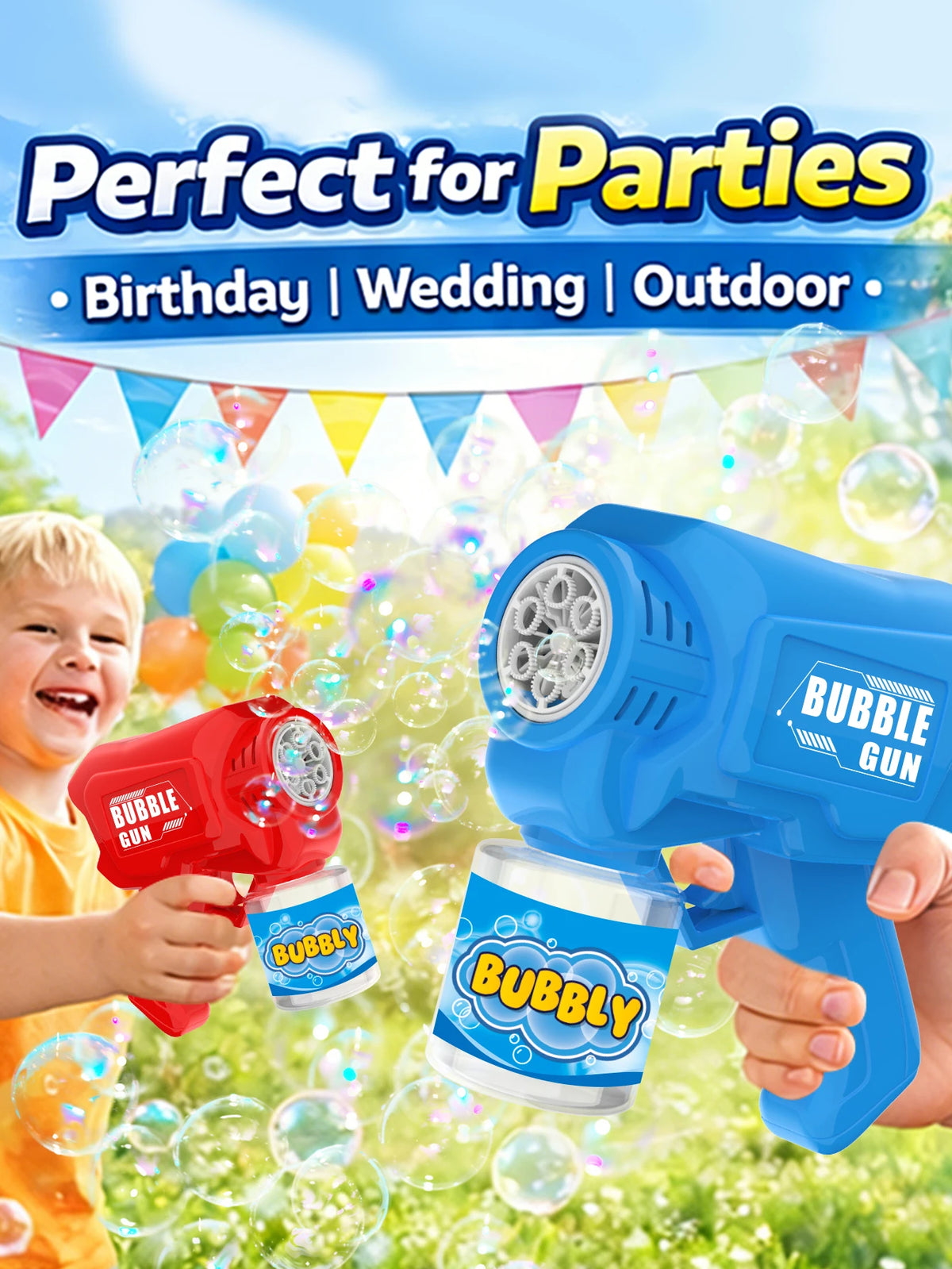 Automatic Bubble Gun for Kids – No Batteries Needed