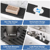 Black diatomite faucet mat with a non-slip, detachable design and 2.56-inch diameter for easy cleaning.