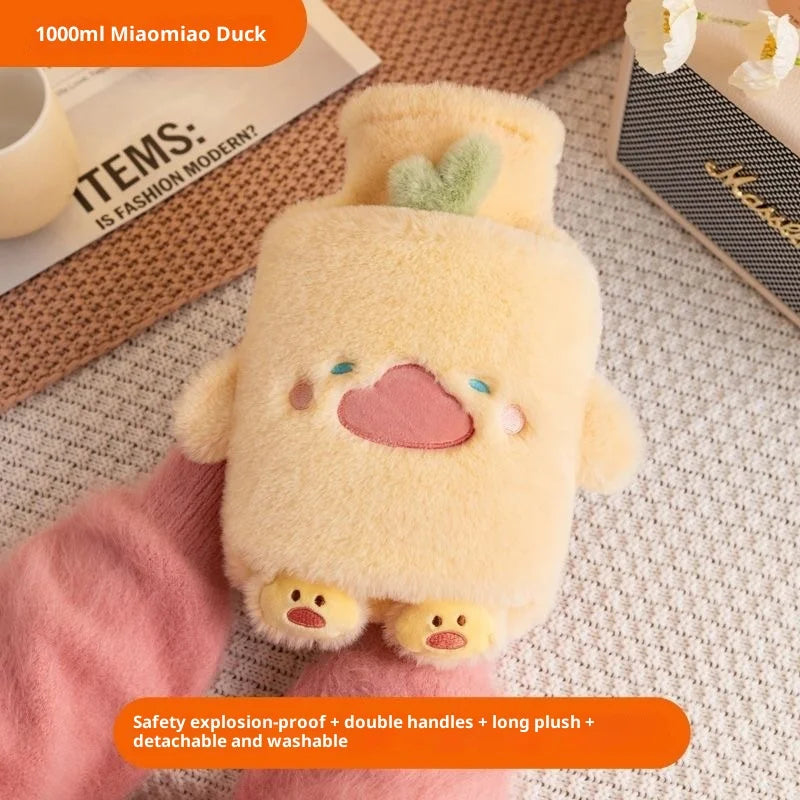 Adorable Plush Hot Water Bottle with Cozy Animal Cover