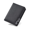 Black slim vertical leather wallet for men with multiple card slots