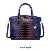 Vintage Croc-Embossed Structured Satchel Handbag