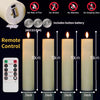 LED pillar candles with remote control featuring a timer and safety warnings