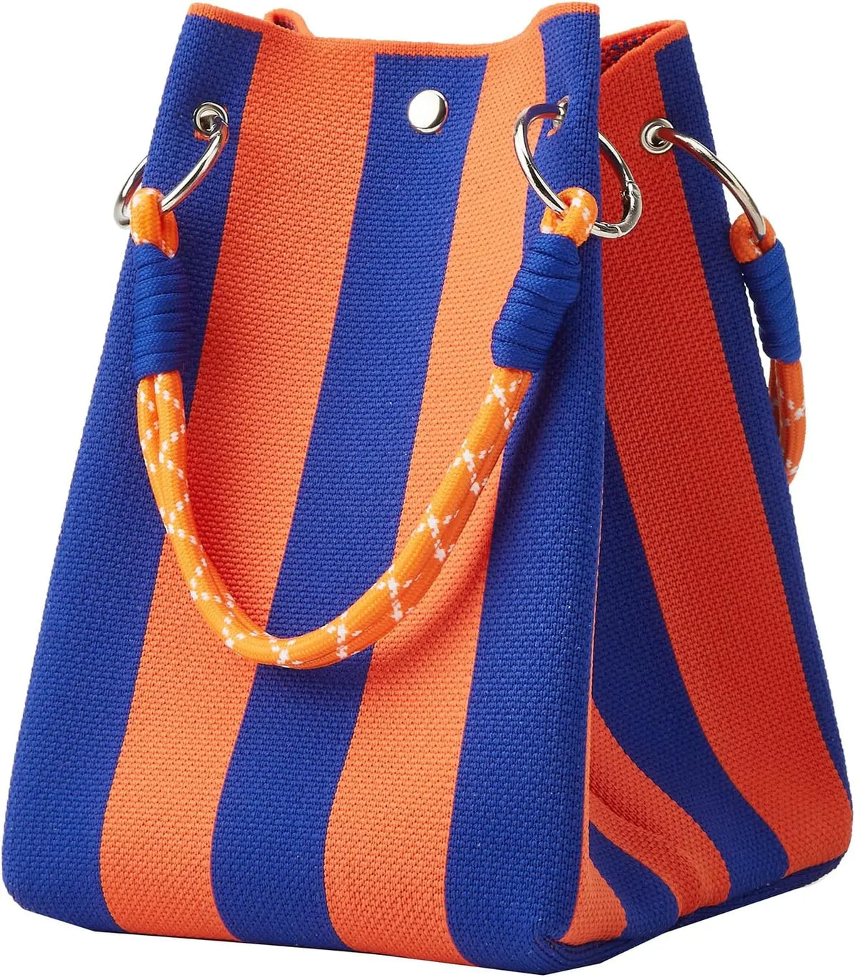 Striped Knit Mini Bucket Tote Bag