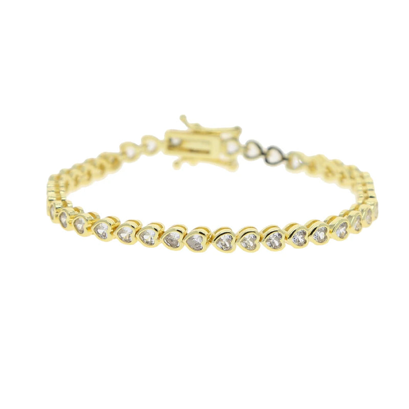 Heart Tennis Jewelry Set with Geometric Bezel