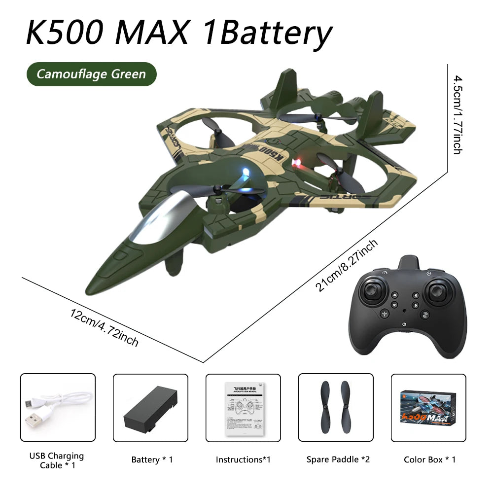Camouflage green K500 MAX 1 Battery EPP foam RC stunt plane with accessories
