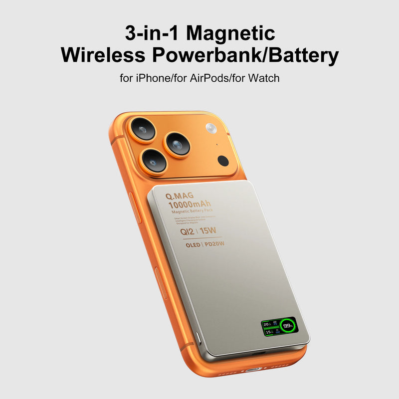 Magnetic Wireless Power Bank with 20W Fast Charging (5000mAh / 10000mAh) — Qi 2.1 Compatible