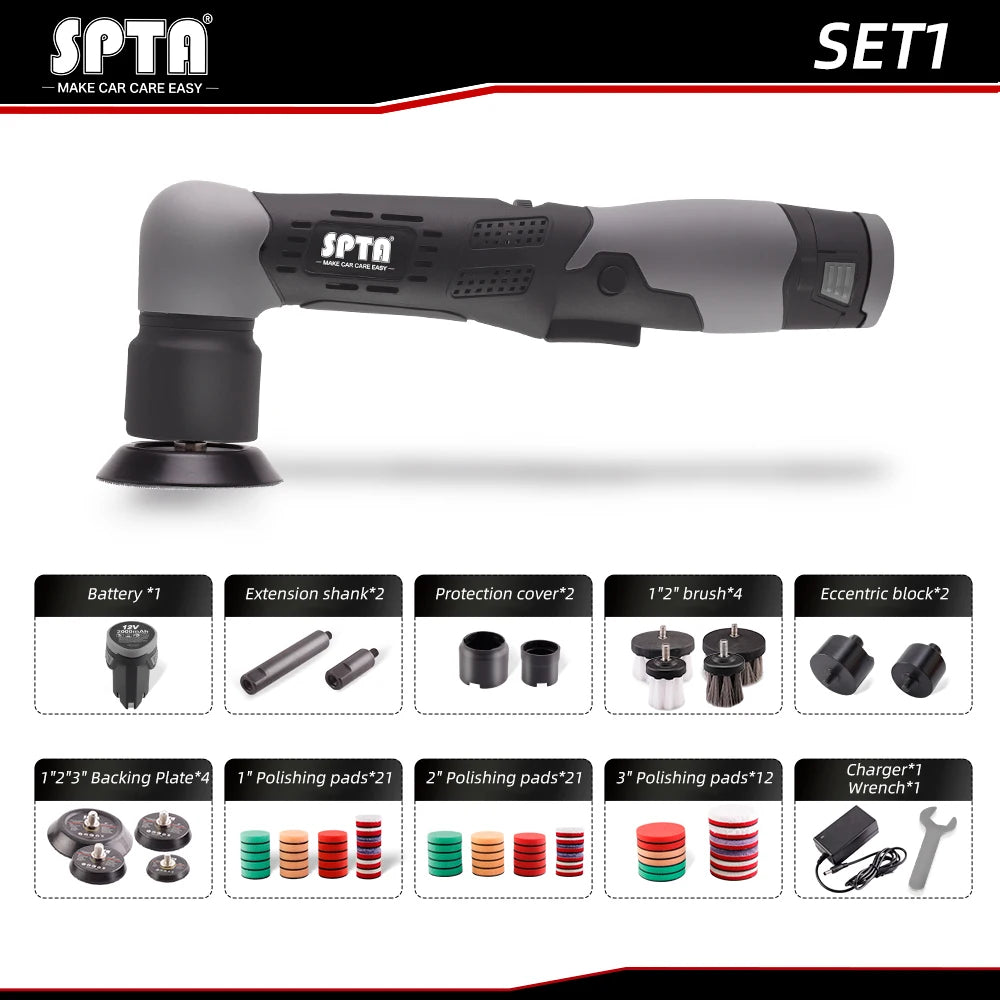 Cordless Mini Car Polisher with Adjustable Speed and Detachable Battery