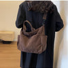 Multi-Pocket Corduroy Tote Bag – Large Capacity Casual Satchel for Travel, Work & Commute