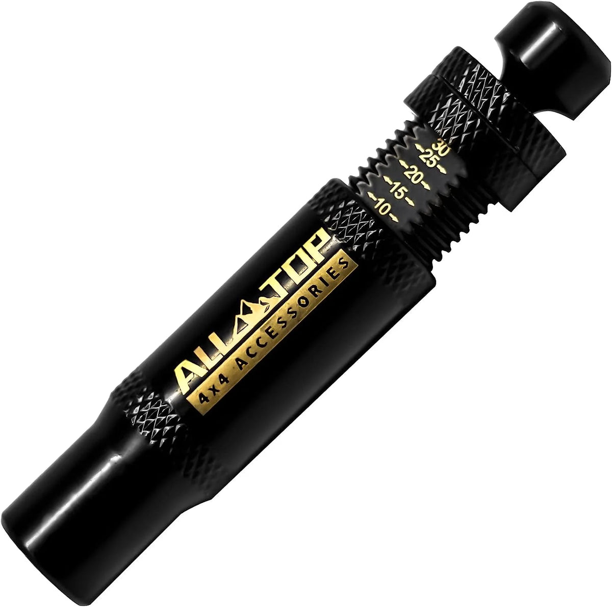 Black Allatop 4x4 accessories tire deflator kit with a threaded nozzle.