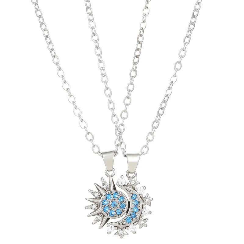 Copper Sun & Moon Magnetic Pendant Necklace