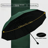 Black umbrella with a yellow measurement line showing 130cm or 51.18 inches.