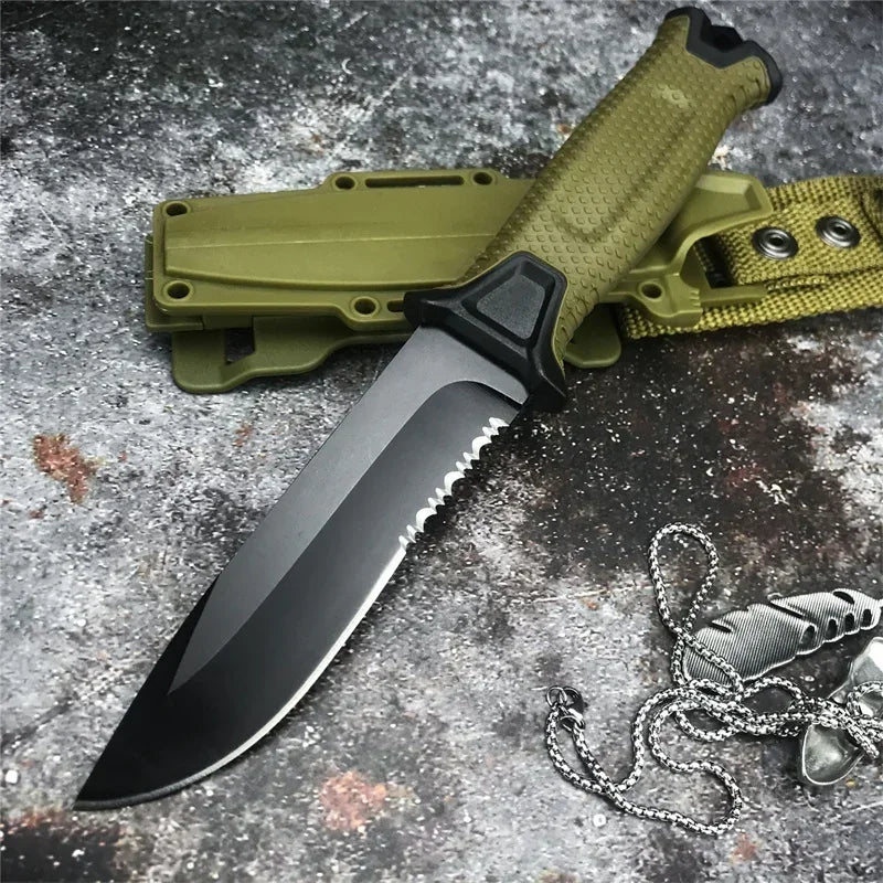 Full Tang Fixed Blade Knife with Ergonomic Rubber Handle