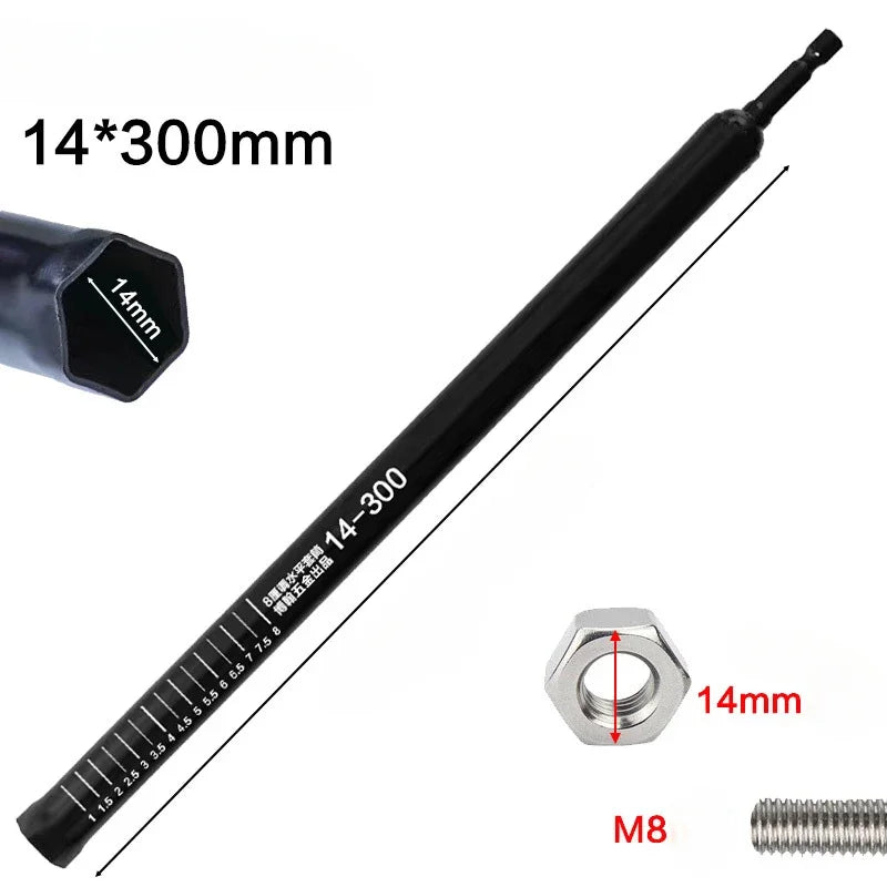 Ceiling Leveling Rod with Hex Socket – 14mm Adjustable Extension Tool