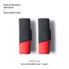 Pair of black and red Alcantara leather car roof handle covers for a sports series vehicle