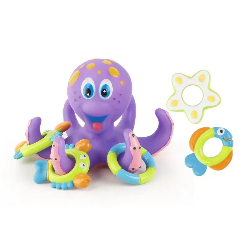 Floating Octopus Bath Toy with Ring Toss Game