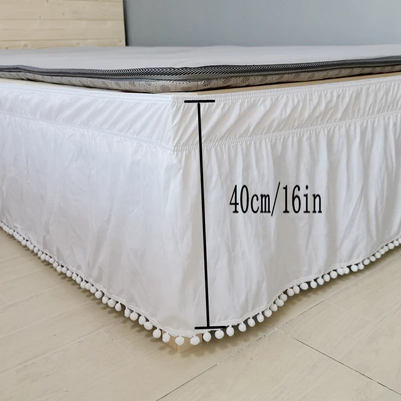 Elastic Wrap-Around Bed Skirt in Solid Polyester