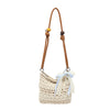 Boho Crochet Straw Shoulder Bag with Ribbon Bow