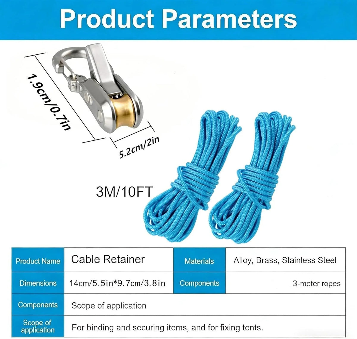 Retractable Rope Tie-Down with Quick-Lock Cam Buckle