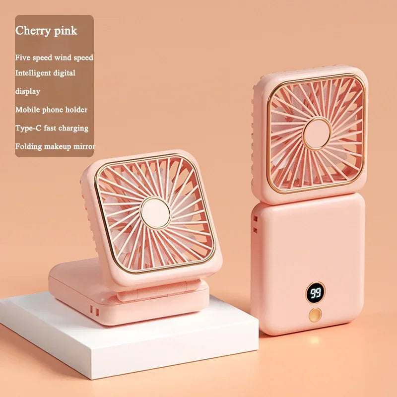 Portable Folding Neck Fan with Digital Display