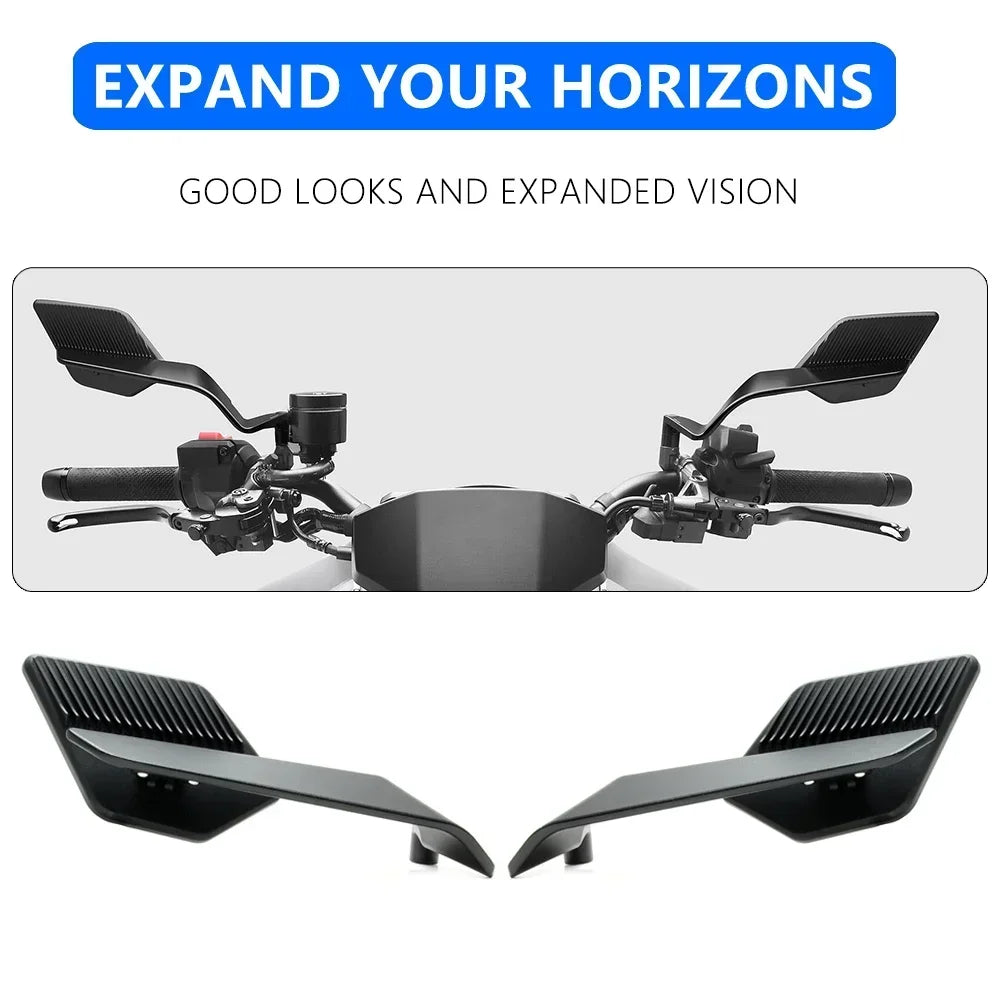 Universal Motorcycle Side Mirrors with Adjustable Winglets
