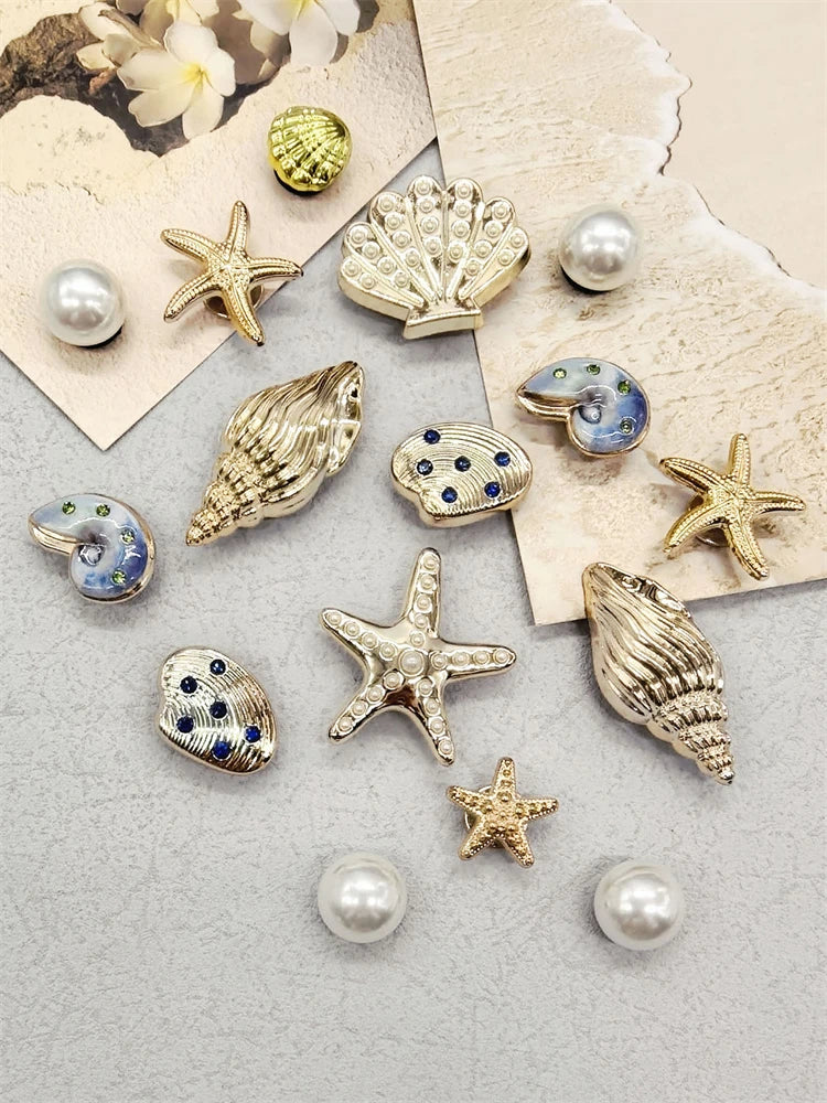 Beach-Themed Shoe Charms Set - 16 Pieces