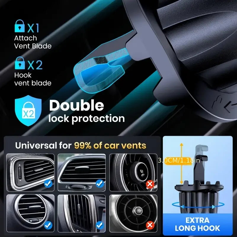 Universal Car Phone Holder with 360° Rotation & Air Vent Mount
