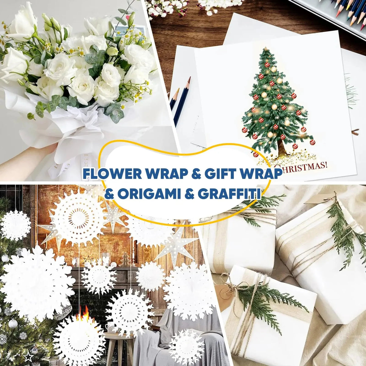 White Kraft Paper Roll for Gift Wrapping & Crafts